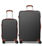 CALDARIUS Suitcase Large & Cabin Bag | 2 Pcs Suitcase Set |3 Digit Combination Lock | Travel Bag | Luggage | Lightweight | Hard Shell | Carry-ons & Hold (Grey, Cabin 20'' + Large 28'')