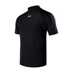 Speedo Men's Short Sleeve Swimming T-Shirt Sun Protection Rash Tee, Black/White, S