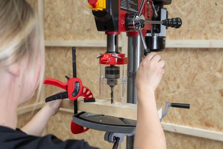 LUMBER JACK 16mm Pillar Drill Press – 12-Speed Bench Top, 600W, Cast Iron Table