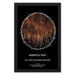 Ritwika's Personalized Starmap Yellow Sky & Forest Background In Black Frame & Constellations with Name, Message And Date, Size 9.5 x 13.5 Inch, With Glass, Set of 1 (Yellow Sky & Forest)