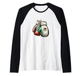 Mexican Vintage Style Boxing flag Mexico Boxing gloves Great Raglan Baseball Tee