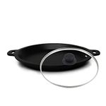 Eugor Now In India Pre-Seasoned Cast Iron 9 Inch Frying Pan With Toughened Glass Lid - Black