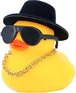 MuMyer Rubber Duck Car Ornaments Duck Car Dashboard Decorations Accessories with Mini Top Hat Necklace and Sunglasses(T1)