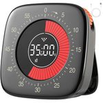 Dealswin Visual Timer Rechargeable, Timer Digital Timers with 4 Alarm Modes, Improved 60 Minutes Time Timing & Countdown Timer for Kids Study Kitchen Cooking Office（Black）