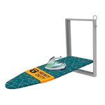 Xabitat Wall Mounted Ironing Board | 36.2" X 12.2" Compact Mount Fold Down Ironing Board for Small Spaces | Space Saving with Cotton Fabric Cover | Green and Grey