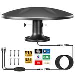 Outdoor TV Antenna Amplified, 360° Omnidirectional Long Range Reception, Digital 4K HD TV Antenna Indoor/Outdoor for RV, Trailer, Truck, Caravan and Boat - 32FT RG6 Coaxial Cable