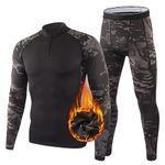 AORAEM Men's Thermal Underwear Set Warm Top and Long Johns with Fleece Lined Base Layer Set Quick Drying Cold Weather