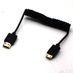 Disscool 2.0 HDMI Male to Mini HDMI Cable, 4k@60hz Mini HDMI to HDMI Coiled Spring Cable for Camera/Tablet/HD TV/Monitor/UNC Kit, Extension Cable(1.2m)