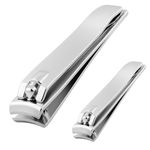SS INSTRUMENTX 2 Pcs Nail Clippers Set, Heavy Duty Stainless Steel Nail Clippers for Fingernails & Toenails, Sharp, Durable Nail Cutter for Men & Women, Precise & Comfortable Nail Cutting Tool