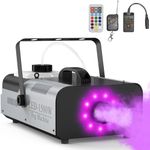 ALLHOK Fog Machine, 1500W High Power Smoke Machine with 9 LED Lights, Remote Control, 12 RGB Color Lights Effect for Halloween Outdoor, Parties, Stage Effect, Disco, Disinfection or Weddings