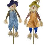 Siam Express Set of 2 156cm Large Stick Scarecrow Halloween Decor Small Fall Happy Autumn Harvest Ornament Bird Deterrent Pest Control Garden, Home, Yard, Porch Decoration Asstd