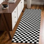 Seavish Checkered Rug 2x6 Ft Black and White Hallway Runner Rug Washable Indoor Outdoor Entryway Runner Rug Checkerboard Rug Reversible Area Rugs for Bedroom Bathroom Laundry Room Kitchen