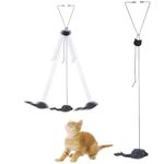 Qpets® Cat Teaser Toys, Cat Feather Toys, Hanging Cat Toys for Indoor Cats Interactive Elastic Rope, Cat Toys for Persian Cat Soft Toy with Plushed Mice Pendent