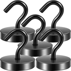 Neosmuk Magnetic Hooks, Cruise Ship Essentials, 130lb+ Heavy Duty Magnetic Hooks for Cruise Cabins, Refrigerator, Grill, Hanging, and Travel | Extra Strong Must-Haves Magnet Hook,Black