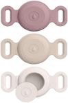 3 Pack Air Tag Dog Collar Holders, Soft Silicone GPS Tracking Accessories Anti-Lost & Anti-Scratch Protective Cases for Apple Airtag for Cat, Dog Collars (Smoke Purplr+Starlight+Milk Tea, Small)