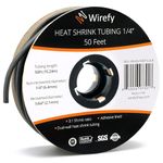 Wirefy 1/4" Heat Shrink Tubing - 3:1 Ratio - Adhesive Lined - Marine Grade Heat Shrink - Black - 50 Feet Roll