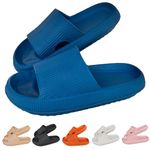 HOPEME Cloud Sliders Women Men Cushiony Slippers with Thick Outsole, Anti-Slip and Waterproof Pillow Sliders for Bathroom, Pool and Outdoor, Blue 7-7.5 UK