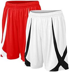 TOPTIE Men's Lounge Walking Shorts Pajama Active Shorts, Flag Football Shorts No Pockets, MMA Pro Shorts-2 Pack Red/White-L