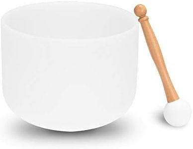 Fesjoy Bol Chantant en Cristal de Quartz 440 Hz en Bol en Cristal Bol Tibétain Chantant Méditation Yoga Instrument de Percussion,8 Pouces 20 cm Blanc ton F