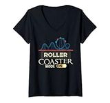 Womens Roller Coaster Mode Roller Coaster Fan V-Neck T-Shirt