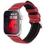 Fullmosa Leather Bands Compatible with Apple Watch Band 38mm 40mm 41mm, Lichi Texture Calf Leather Strap Replacement Band for iWatch SE/SE2 Series 9/8/7/6/5/4/3/2/1, 38/40/41mm, Red