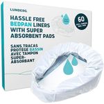 Lunderg Bedpan Liners with Super Absorbent Pads - Value Pack 60 Count - Universal Fit - Bed Pans for Females, Elderly Men and Women - Make Life so Much Easier