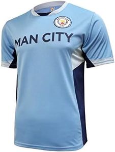 Icon Sports Short Sleeve Polyshirt, Man City Wordmark ON Front, X-Large