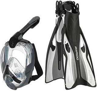 Phantom Aquatics Rapido Boutique Collection Flipper Snorkeling Fin Bundled with 180° Advanced Panoramic View Full Face Mask Fin Snorkel Set (Multi, ML/XL, 9-11 / EU: 41-45) (RPDVFFMFSS-WT-LG)