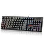 Redragon K509-RGB PC Gaming Keyboard 104 Key Quiet Low Profile RGB Keyboard Backlit Dyaus Mechanical Feel Keyboard for Windows PC (without Edge Side Light Illumination)