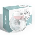 MFINE Hands-Free Electric Breast Pump Wearable, 2 Modes & 9 Levels Electric Pump Portable,tire lait electrique,Wireless Pump with Comfortable 1-Sealed Flange,1 duckbill valve,Smart Display, 24mm. (Pink,1 Count)