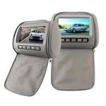 2pcs 7 inch HD Car Headrest LCD Video Player with Zipper Closure Cover Remote Control MP5 Display Gray