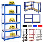 AutoBaBa 5 Tier Heavy Duty Boltless Garage Shelving Units - 150 x 70 x 30cm Adjustable Standing Shelving Metal Storage Shelves Racking Unit for Shed Warehouse Workshop Office, 875KG Capacity, Red