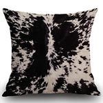 Smooffly Double Sided Cowhide Print Cushion Cover, Black & White Cow Spots Pattern Printed Throw Pillow Cover Pillow Case 18 X 18 Inches for Home Living Room Sofa Garden Couch Car 45X45CM