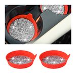 XINLIYA Bling Car Cup Coaster, 2PCS Anti Slip Shockproof Insert Cup Holder, Full Rhinestone Bling Crystal Cup Holders for Women, Automotive Interior Accessories Suitable for Most Car (Red/White)