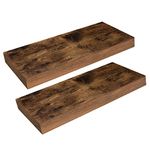 HOOBRO Floating Shelves, Wall Shelf Set of 2, 40 cm Hanging Shelf with Invisible Brackets, for Bathroom, Bedroom, Toilet, Kitchen, Office, Living Room Decor, Rustic Brown BF40BJ01