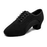 MSMAX Ballroom Dance Shoes Women Latin Dancing Heels Jazz Rhythm Teaching Shoes, 5cm Heel Black, 7.5