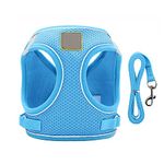 Love Dream Puppy Harness and Leash Set, Escape Proof Dog Cat Vest Harness for Cats Small Medium Dogs, Adjustable Soft Mesh Reflective Step in Harness No Pull No Choke (Medium(13.7"-15.7"), Blue)