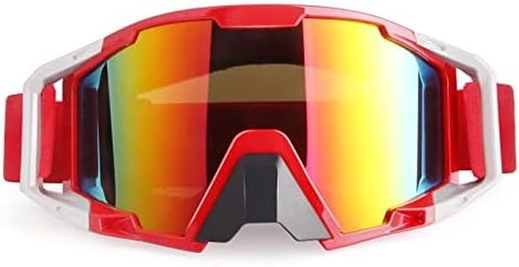 Motorcycle Motocross Goggles Off Road Dirt Bike ATV UV Protection Motorbike Dustproof Riding Racing Helmet Goggle UTV MX Goggles Glasses for Men Women Youth Kids - Red White Frame + Color1 Lens