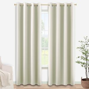 KOUFALL 52x92 Inch Length Beige Blackout Curtains for Bedroom