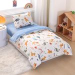 3 Pieces Dinosaur Crib Bedding Set, 100% Cotton Soft Breathable Cute Animal Crib Bedding Set for Boys, Nursery Bedding Set - Fitted Sheet, Duvet Cover, Pillowcase