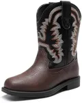 DREAM PAIRS Little Boys Girls Kids Cowboy Boots Western Square Toe Riding Mid Calf Boots Sdbo2307K Dark Brown/Black Size 13 Little Kid