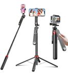 Huryfox Selfie Stick Phone Tripod - 180cm Tall Cell Phone Holder with Detachable Wireless Remote, Phone Stand for Recording, Video and Picture, Compatible with iPhone, Android Phone, Camera & Gopro