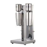 Double Heads Milkshake Mixer Maker Machine Commercial 2 Speed Electric Milkshake Maker Stainless Steel Drink Mixer Automatic Milk Shaker Machine with Mixing Cup for Cafes/Shakes/Bars