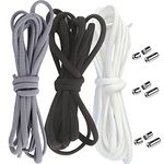 3 Pairs No Tie Elastic Shoelaces, 100cm Metal Buckles Laces Elastic Lock Boot Laces Long Shoelaces Replacements Round Shoe Laces Trainer Athletic Shoe Laces for Adults Walking Hiking Kids Shoes