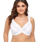 Ayigedu UK Ladies Super Plus Size Full Coverage Bra Non Padded Underwire Minimizer Bras 34GG White