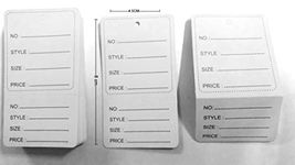 Tags by Sadar Shop 1000 Paper Tag Label 2 Part Large Garment Price Labels (4.5 x 8 cm, White)