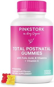 Pink Stork Total Postnatal Vitamin Gummies - Multivitamin for Postpartum Recovery and Lactation Support - Folic Acid, B6, & Vitamin C - Breastfeeding Essentials - 60 Gummy Vitamins