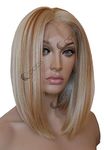 CiCiCa-“Felicity”, Lace Front Wigs, Soft Lace Wig, Medium Length Wig, Straight Wig, Bob Wig, Mixed Blonde Wig, Premium Synthetic Heat Resistant Hair Replacement Wigs for Women.