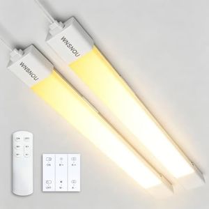 WNSNOU Under Cabinet Lights with Plug. 3000K-6500K Dimming and Color. with Wireless Control Panel and Remote Control.36W 3600LM for Garage, Kitchen, Bathroom, Closet, Office (45 inch-2pcs)