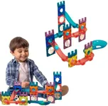 Kidzlane Marble Runs for Kids 4-8 - 54 Pieces Magnetic Toy Set with Storage Bag for Kids - Educational Circuit Runner for Marbles - Ideal for Creative Play, Learning, and Development